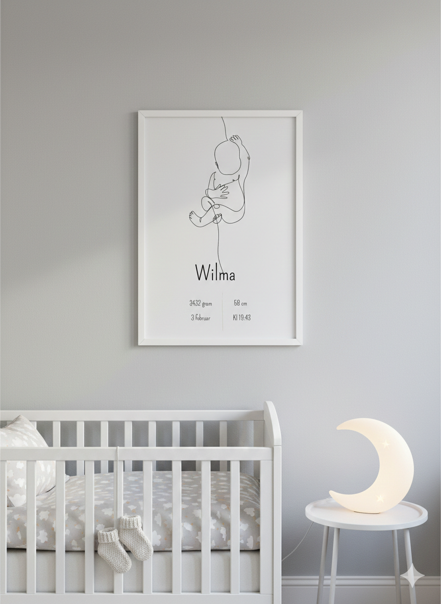 Personlig fødselsplakat minimalistisk